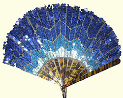 Blue Art Deco sequined fan