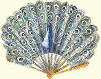 Photograph of an Art Nouveau fan shaped like a peacock